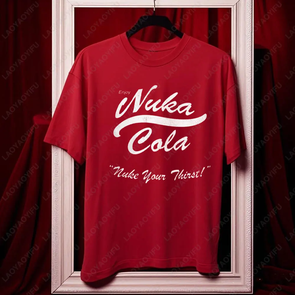 استمتع بـ Nuka-Cola Nuke تداعيات Thirst للكبار من القطن تي شيرت جرافيك تي شيرت Harajuku ملابس رجالية عتيقة مضحكة للصيف