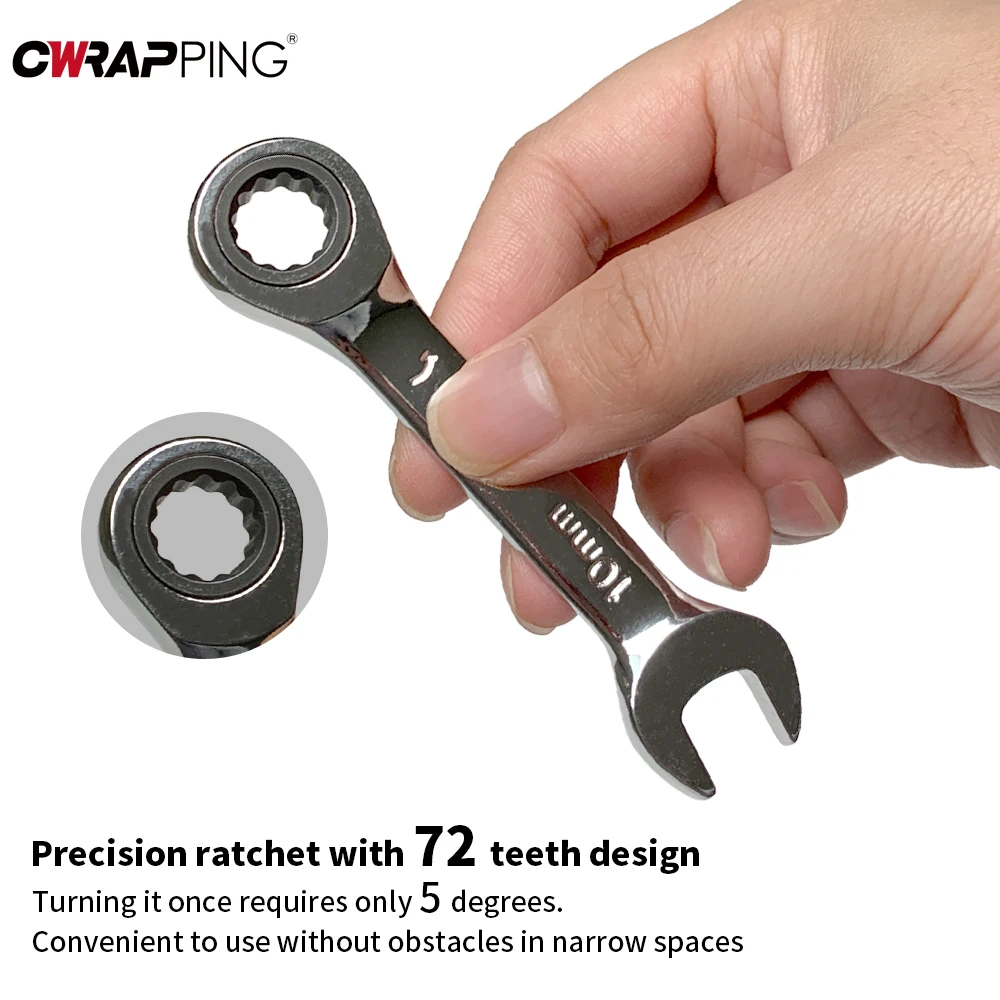 

5Pcs Handheld Short Handle Double-head Wrench 6-10mm Portable Chrome Vanadium Steel Tool Wrench Suitable for Automotive Repair