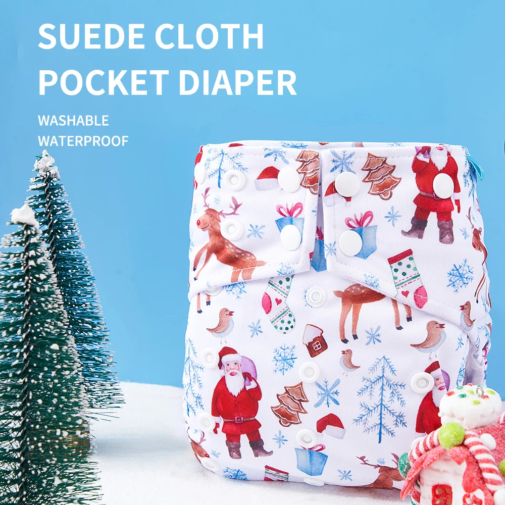 HappyFlute Reusable Cloth Diaper Suede Cloth Inner Unisex 3-15KG OS Digital Position Pocket Baby Diaper