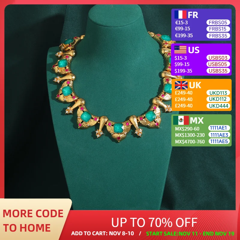 

Vintage Skirt Collar Choker Necklace Red Square Crystal Natural Stone Woman Antique Gold Color Jewelry Retro Accessories 2025
