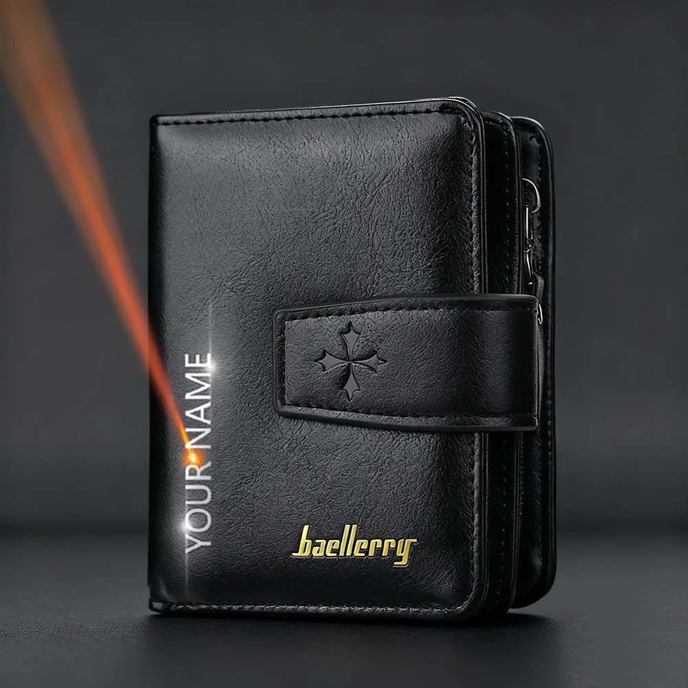 

Мужские кошельки по индивидуальному заказу, новые простые короткие зажимы для карт, высококачественные карманные держатели для монет и фото, мужские кошельки большой емкости