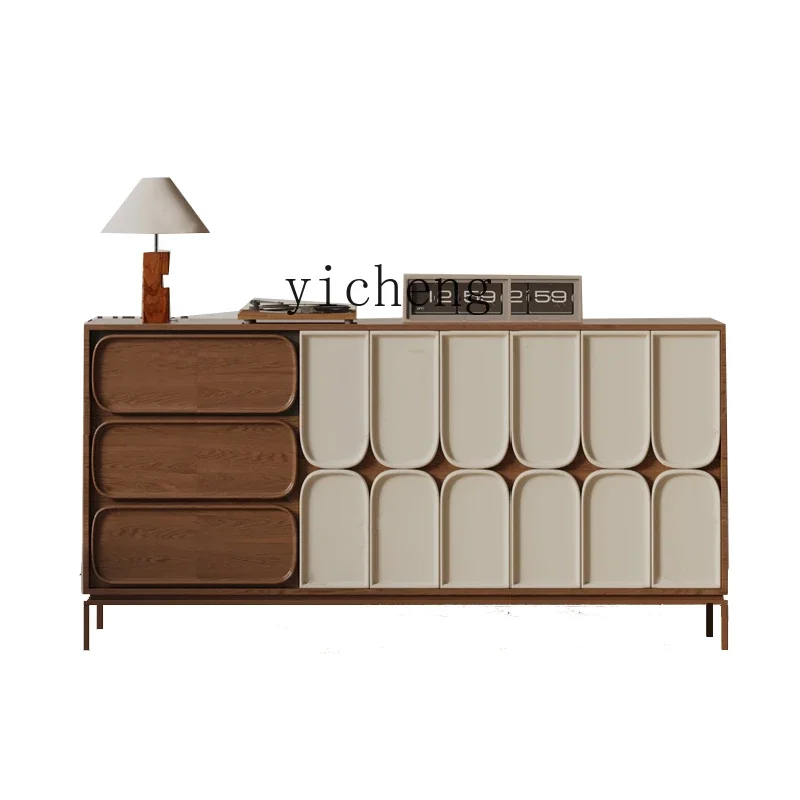 

TQH retro mid-ancient style entrance cabinet Nordic light luxury solid wood dining side bucket cabinet storage storage cabinet