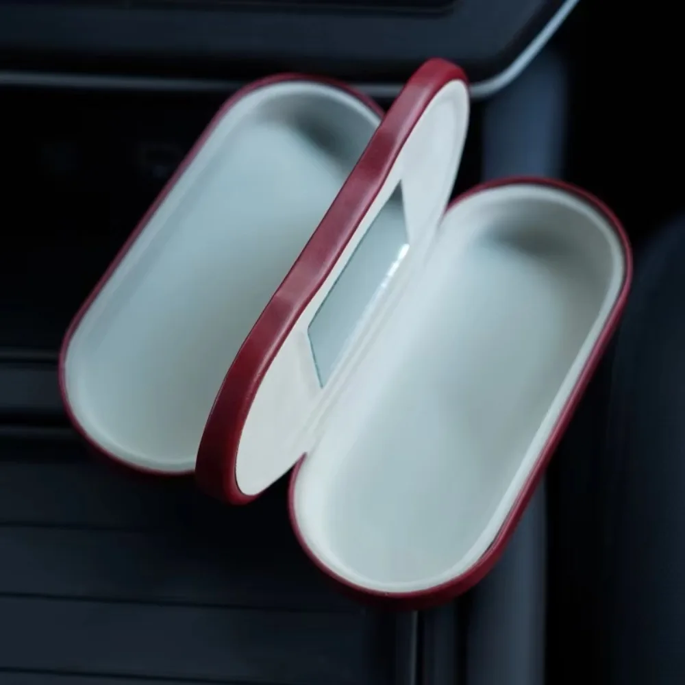 Shockproof Dual Layered Eyewear Box Luxury PU Leather Eyewear Case Built-in Mirror Hardshell Eyewear Case Business Travel