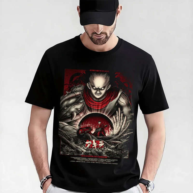 

0325 Otomo Akira Anime T Shirt Cyberpunk Manga City explosion Graphic clothes cyber mecha Neo-Tokyo Streetwear All size tops