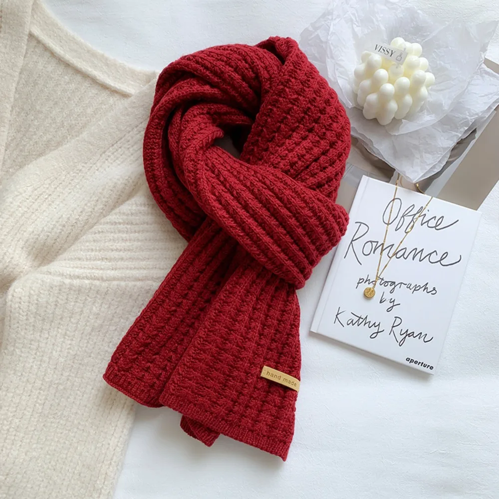 

Simple Knitting Knitted Scarf Thicken Warm Winter Shawl Soft Solid Color Winter Cashmere Scarves Autumn Winter