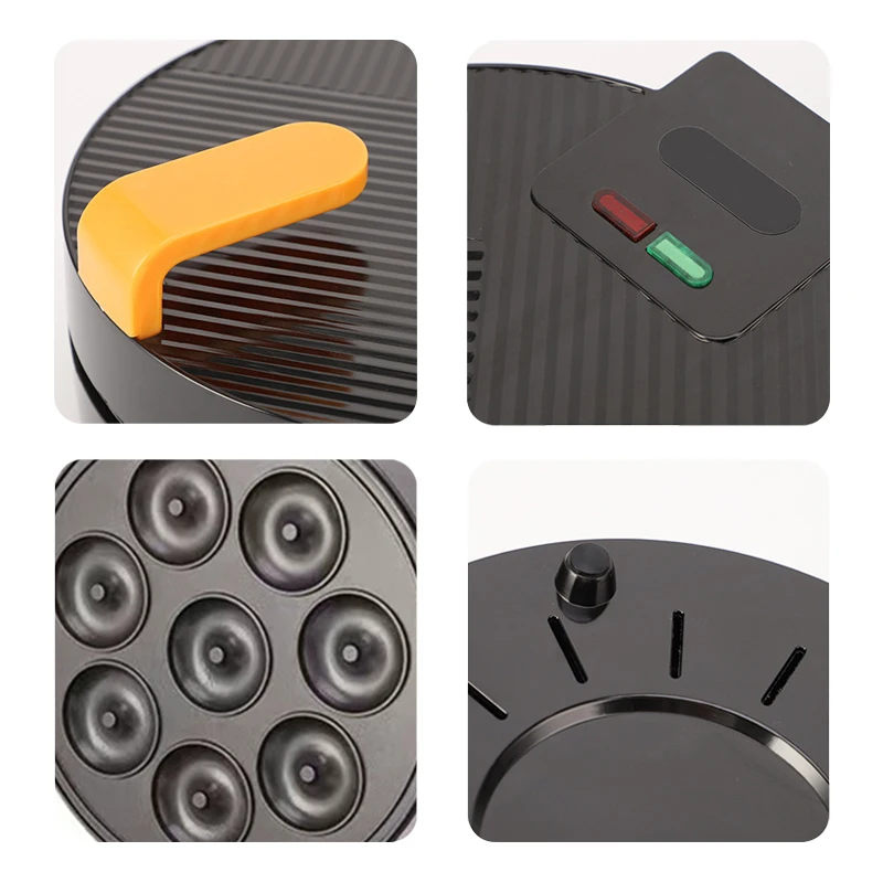 Non-Stick Mini Donut Making Machine, 8 furos Donut Machine, Waffle Maker, Uso Doméstico