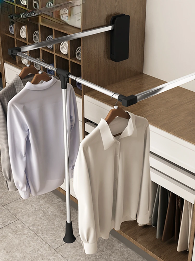 Wardrobe lifting and hanging rod, wardrobe hanger rod, wardrobe pull-down hanging hydraulic buffer  clothes hanger