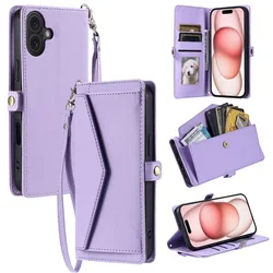 Wrist Strap Wallet Case For Samsung Galaxy A Quantum 4 Buddy 3 2 Wide 6 5 Jump3 Jean 2 Multi 3 Card Slots Leather Lanyard Cover