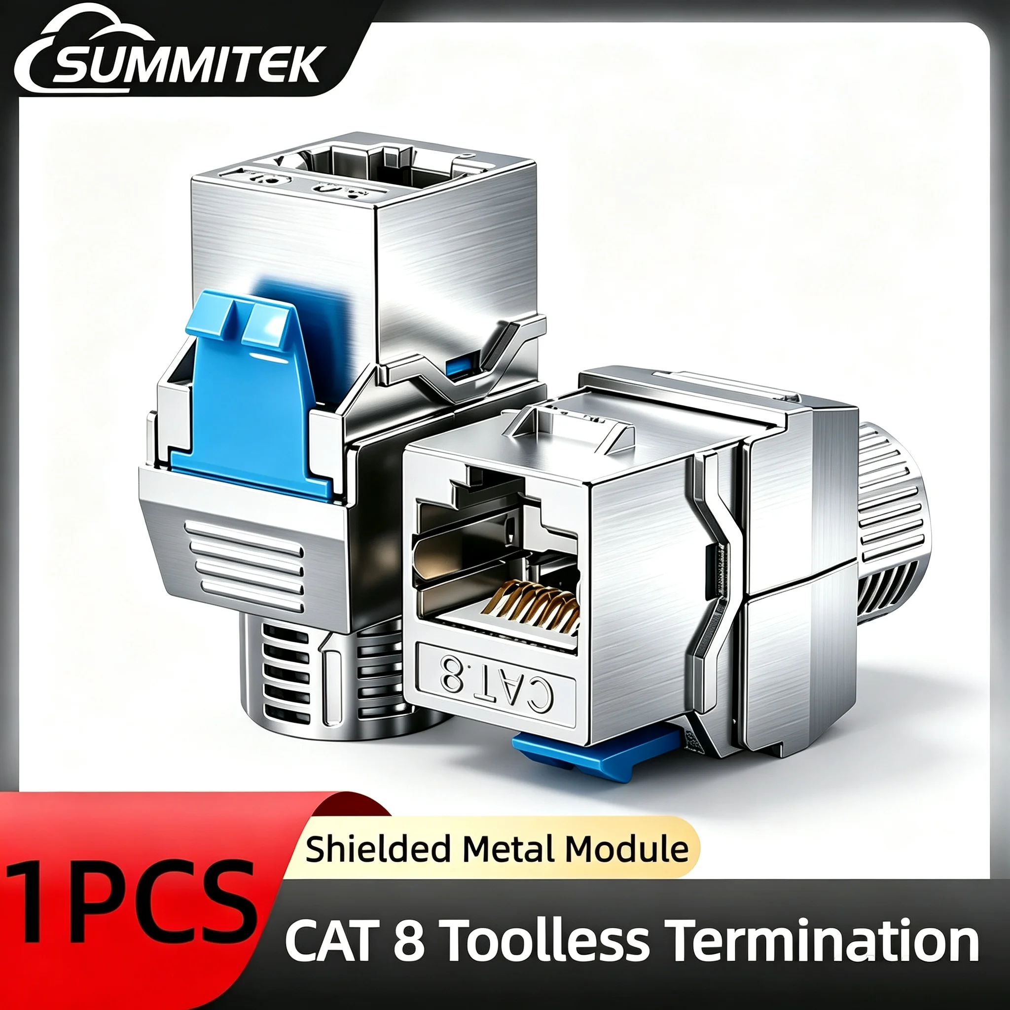 SUMMITEK RJ45 Cat6a Cat7 Cat8 Keystone Jack RJ45 STP Type Zinc Alloy Module STP Shielded Self-Locking Network Coupler Adapter