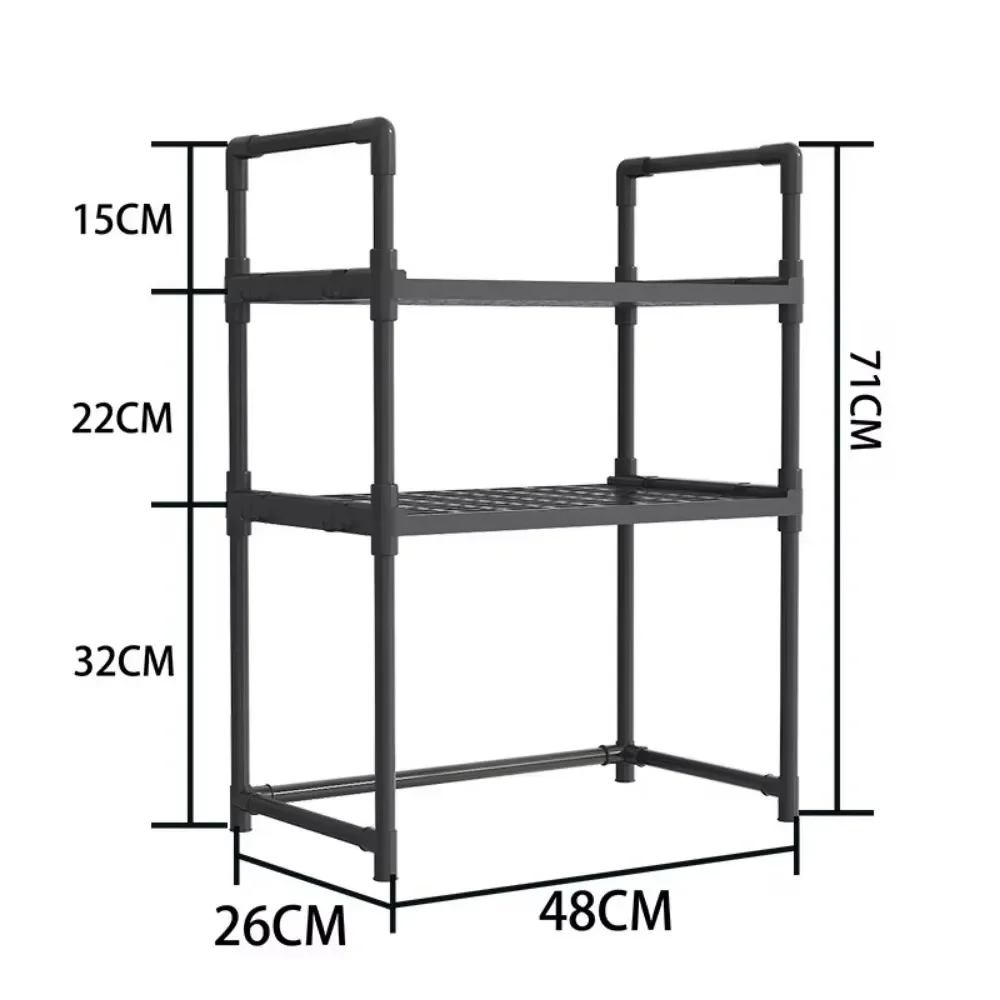 Estante de almacenamiento elevado para cocina, organizador de condimentos, estante bicapa para microondas, estantes ajustables multifuncionales, accesorios de cocina