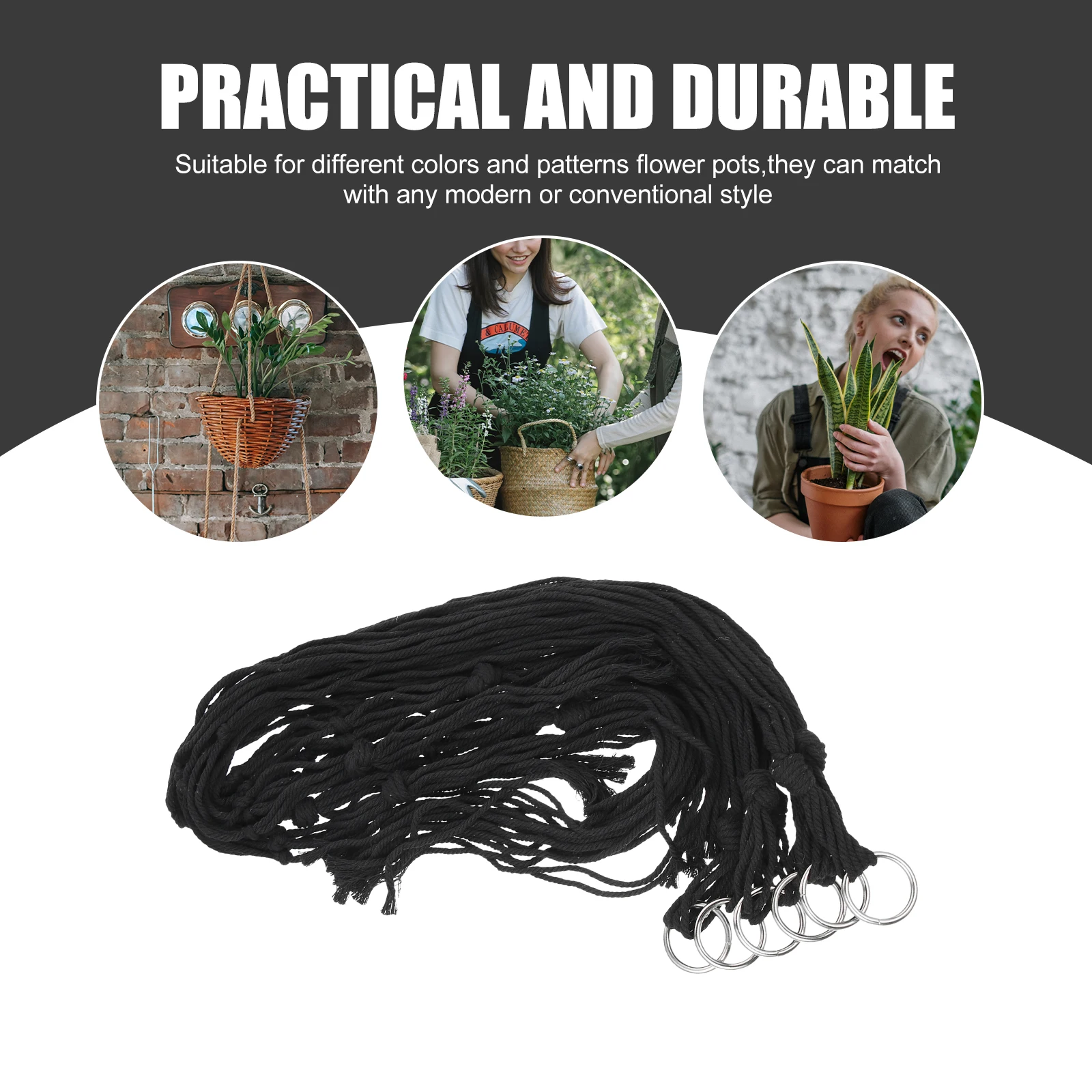 

6pcs Flower Pot Woven Hanging Basket Indoor Plant Hanger Net Wall Planter made Macrame Suitable Colors Patterns Modern