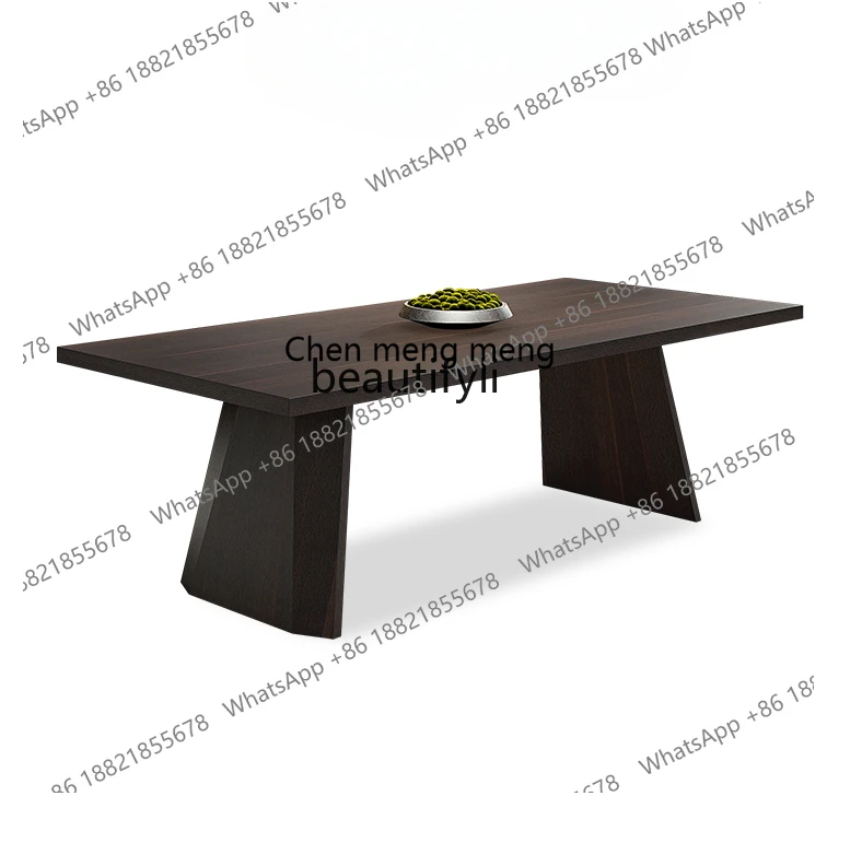 Nordic Solid Wood Dining Table Miji Style New Chinese Style Workbench Rectangular Log Large Board Black Mid-Ancient Home Desk