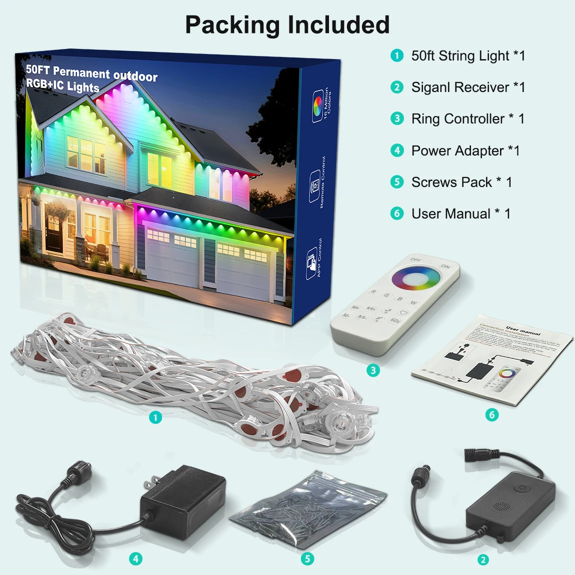 60 متر 100LED ضوء خارجي دائم هالوين الطنف ضوء مع التحكم عن بعد APP أليكسا جوجل مساعد لعيد الميلاد ديكور المنزل #6