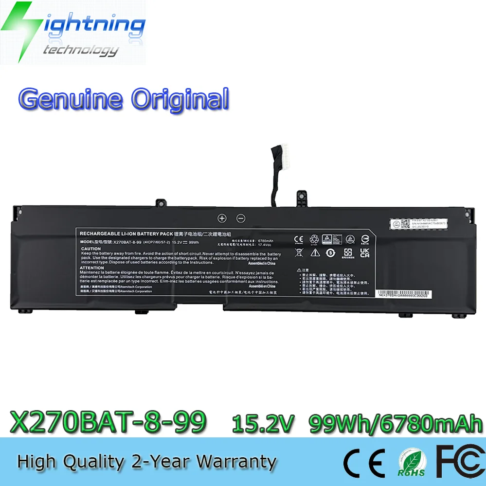 

Новая оригинальная батарея X270BAT-8-99 15.2V 99Wh для Schenker Key 17 Pro Early 23 Raptor X17