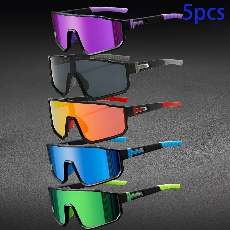 5 قطع من نظارات ركوب الدراجات والرياضة الرائعة، عدسات متدرجة أنيقة، إطار متين وخفيف الوزن مناسب لصيد الأسماك والارتداء اليومي #1