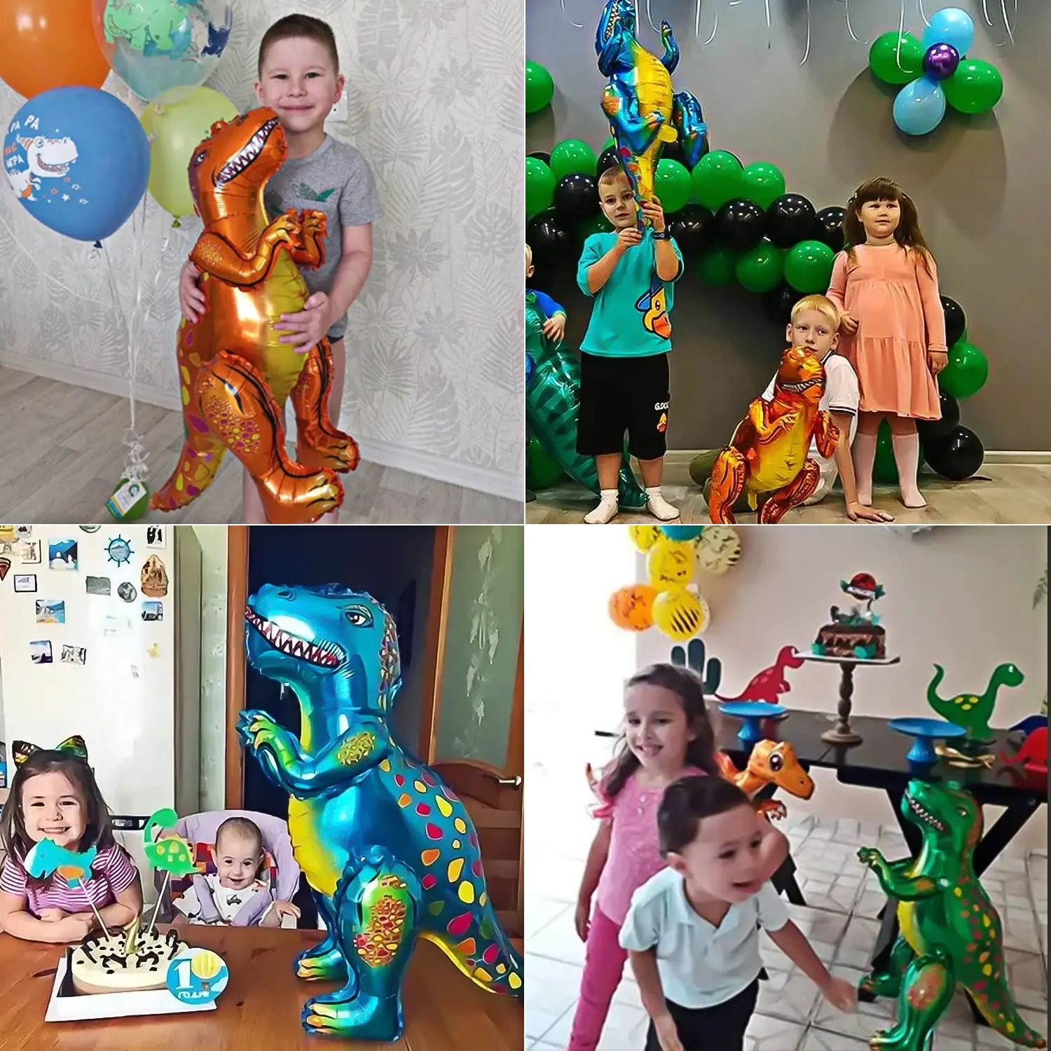 3 Stück 25-Zoll 3D Tyrannosaurus Rex Aluminiumfolienballons Dinosaurier-Dschungel-Thema Geburtstagsgeschenk Einkaufszentrum-Dekoration Ballons – Detail 7