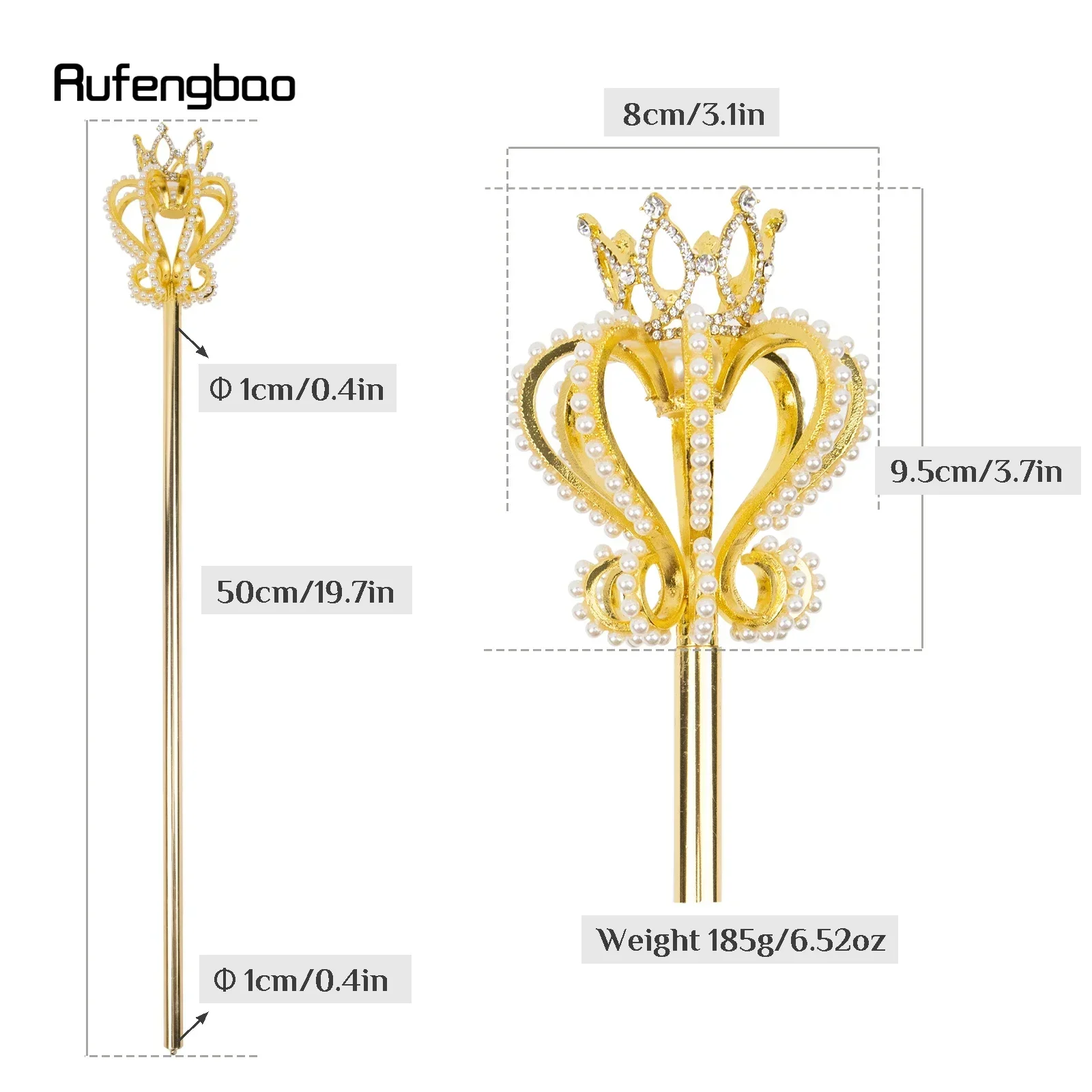 عصا أوراق سبيكة بيضاء ذهبية لفتاة الأميرة الصولجانات للأطفال عصا الملاك للحفلات التنكرية لمرحلة الأداء قصب 50 سنتيمتر #2