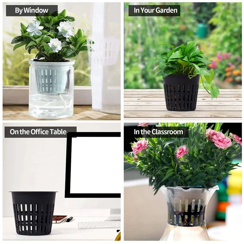 45 Pack 4 Inch Net Cups Slotted Mesh Wide Lip Filter Plant Net Pot Bucket Basket For Hydroponics