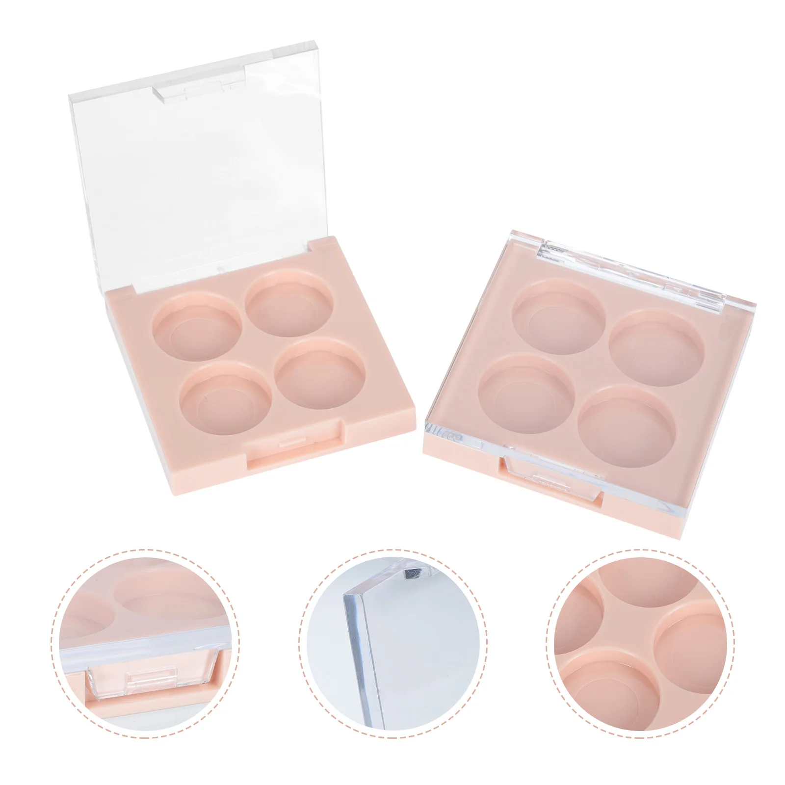 

2Pcs Eyeshadow Empty Box Portable Storage Case Travel Size Cosmetics Tray Color Mixing Plate Durable Material Practical Design