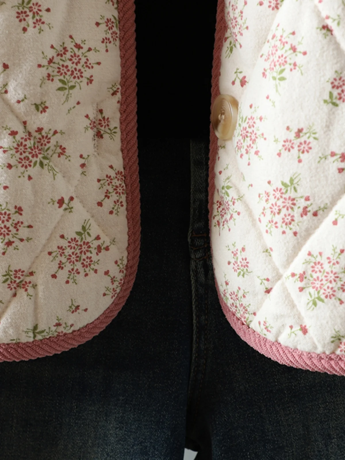 티엔드 쏘운 코튼 자켓 따뜻한 아우터웨어 루즈핏 다용도 오픈 버튼 순면 충전 프린트 디자인 출퇴근용 코트