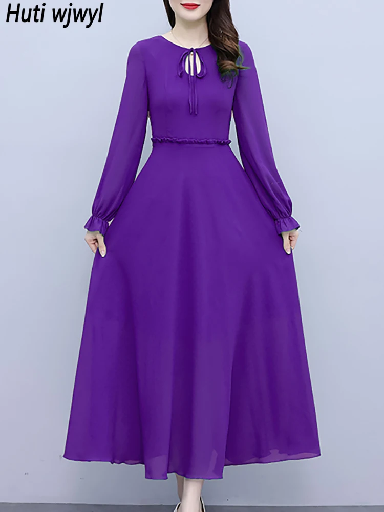 

Шифоновое платье-макси с длинным рукавом, весна-осень