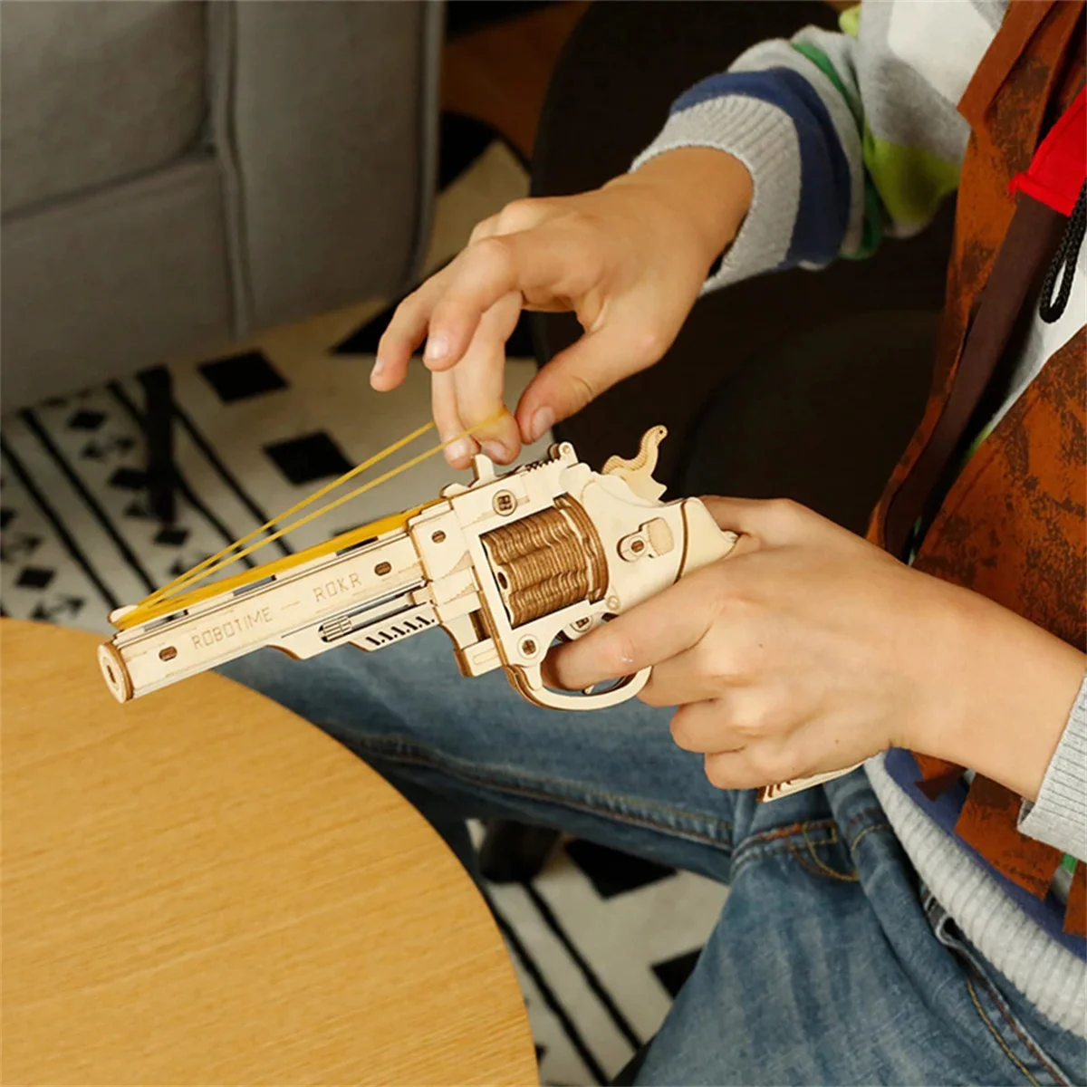 Robotime 3D Wooden Puzzle Gun Blocks Model Buliding Kit Toys Gift for Children Kids Boys Birthday Gift