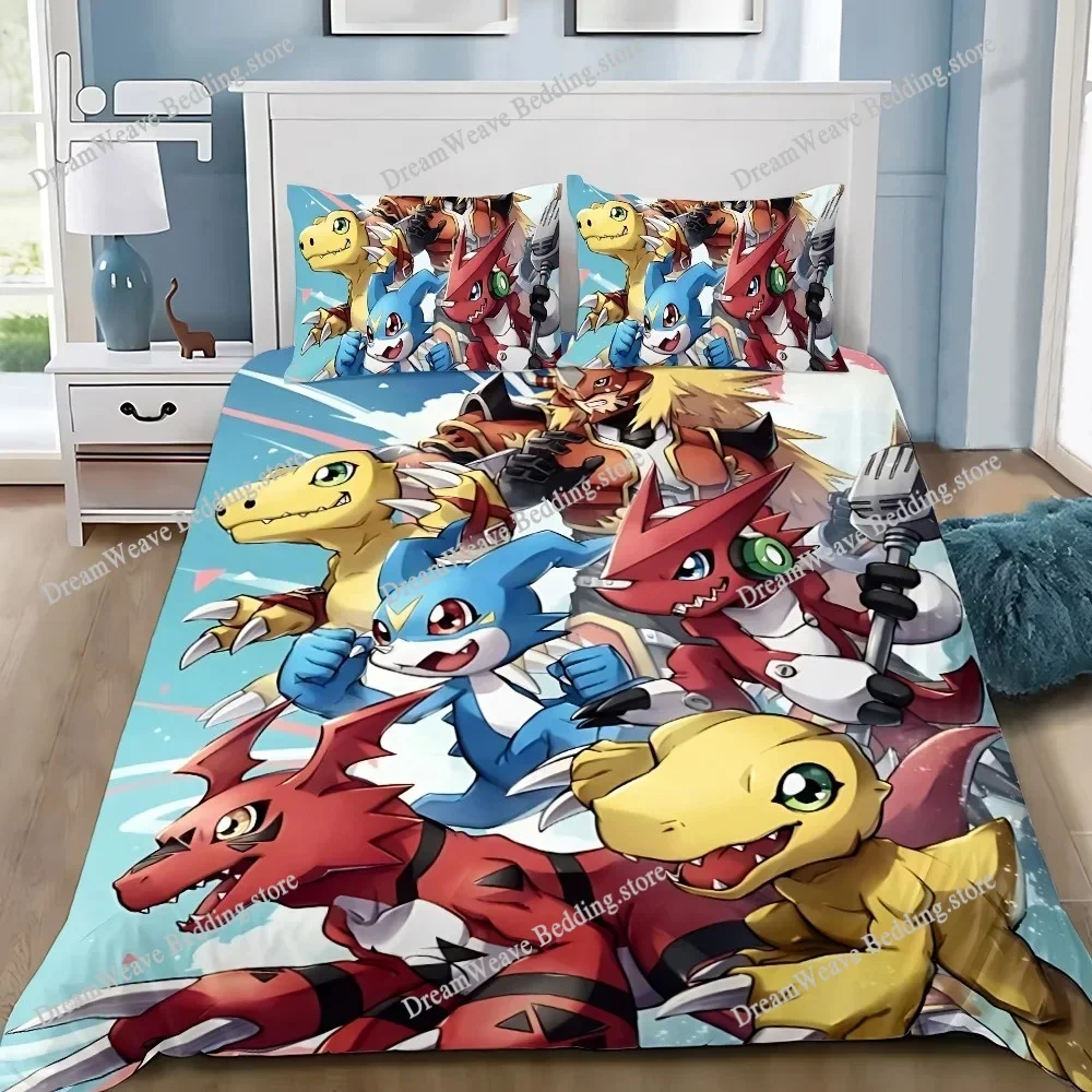 

New Digimon Bedding Set Single Twin Full Queen King Size Bed Set Adult Kid Bedroom Duvet Cover Sets 3D Print Anime Bed Sheet Set