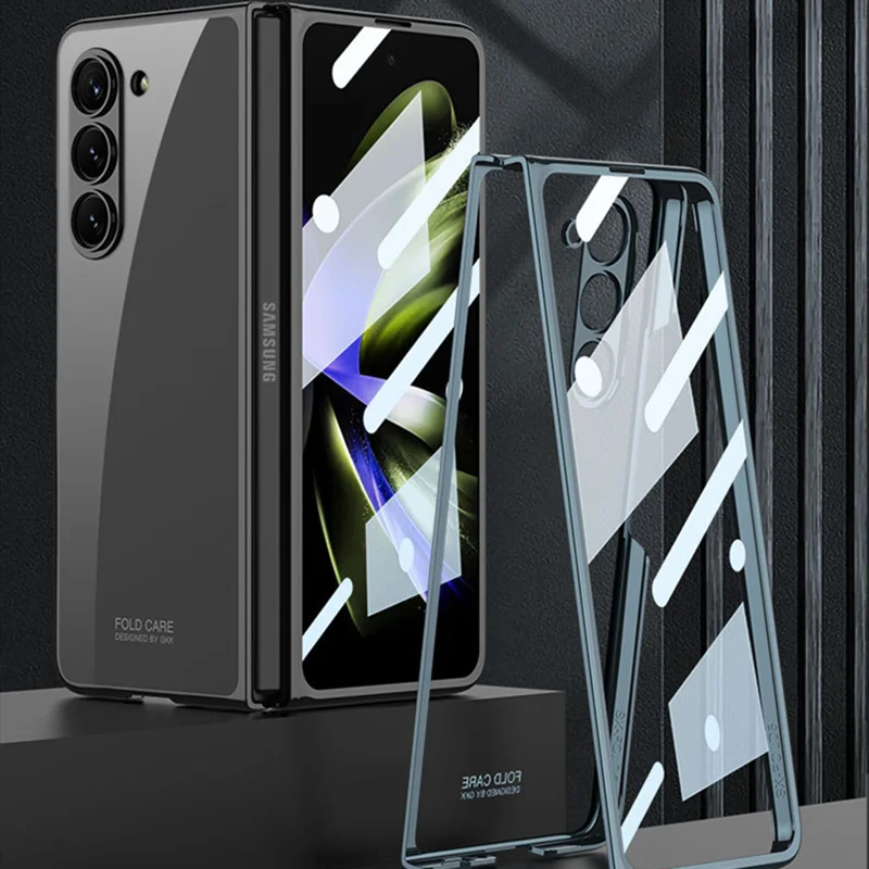 Przezroczyste etui z powłoką ochronną do Samsung Galaxy Z Fold 7 6 5 4 z przednim szkłem ochronnym, twarde plastikowe przezroczyste etui. — zdjęcie produktu 4