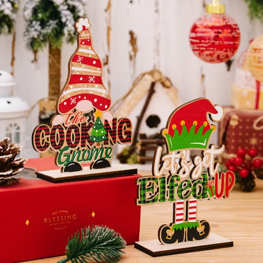

Cartoon Christmas Gnome Elf Sign Funny Exquisite Wooden Dwarf Letters Plaque Handmade Merry Christmas Decor