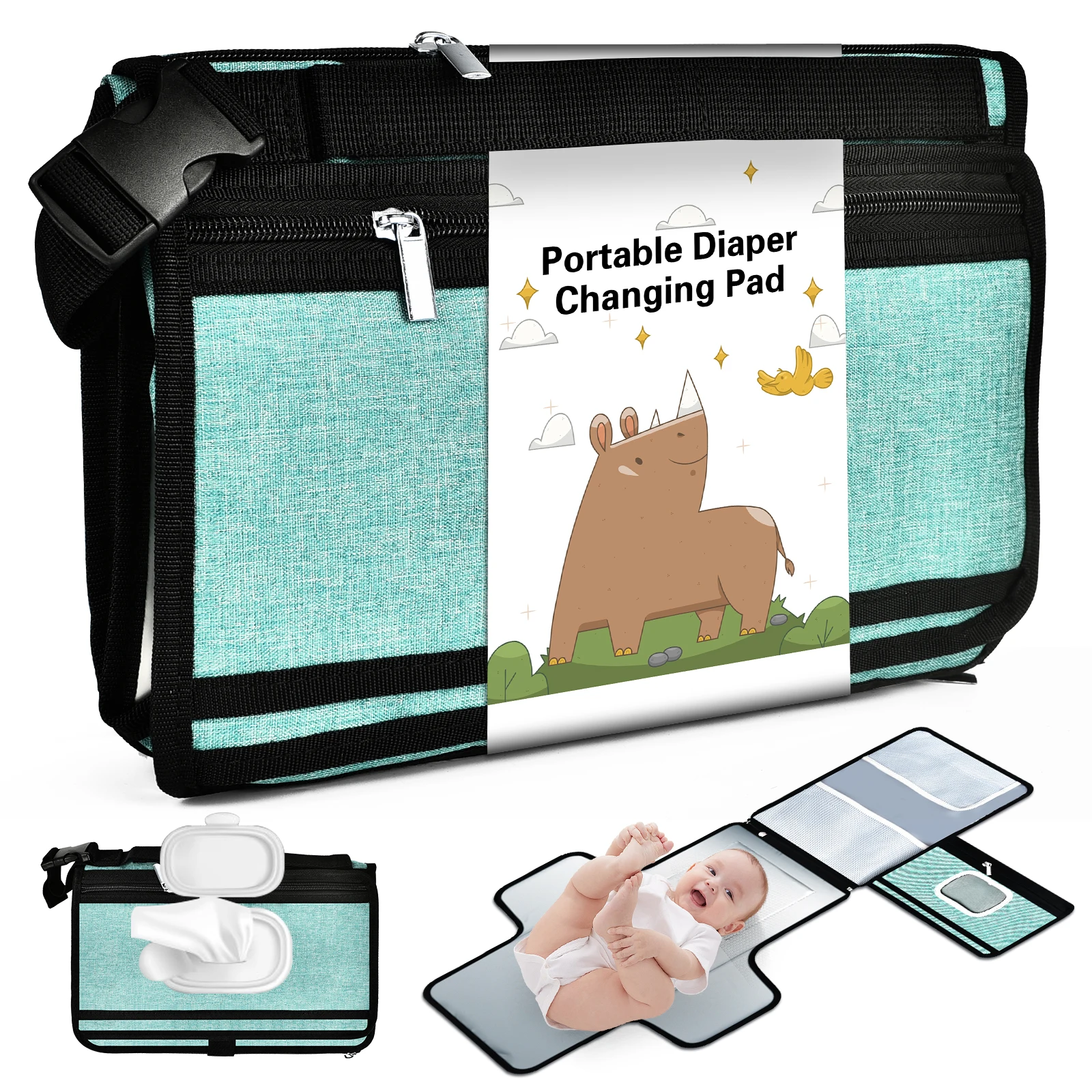 Portable Baby Changing Pad Waterproof PEVA Diaper Mat Foldable Travel Newborn Changing Mat Easy Clean