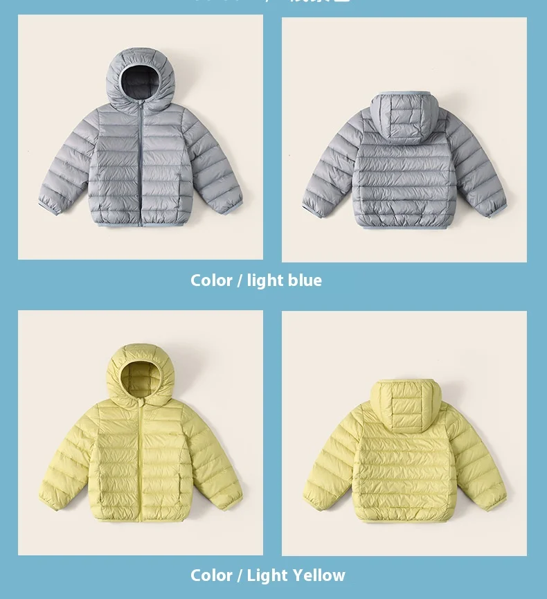 Winterkleidung für Jungen und Mädchen, leichte Daunenjacke, mittelgroßer, verdickter warmer Kindermantel mit Kapuze – Detail 10