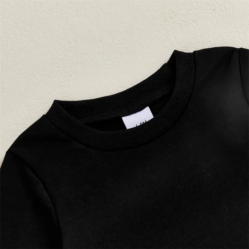 Cathery conjunto de roupas infantis para meninas, cor sólida, pulôveres de manga comprida, tops e estampa floral, fundo de sino, 2 peças, roupas 2025