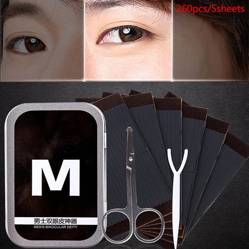 260 PCS Double Eyelid Tape Invisible Double Eyelid Stickers Transparent Self Adhesive Double Eye Tape Man Eye Makeup Tool