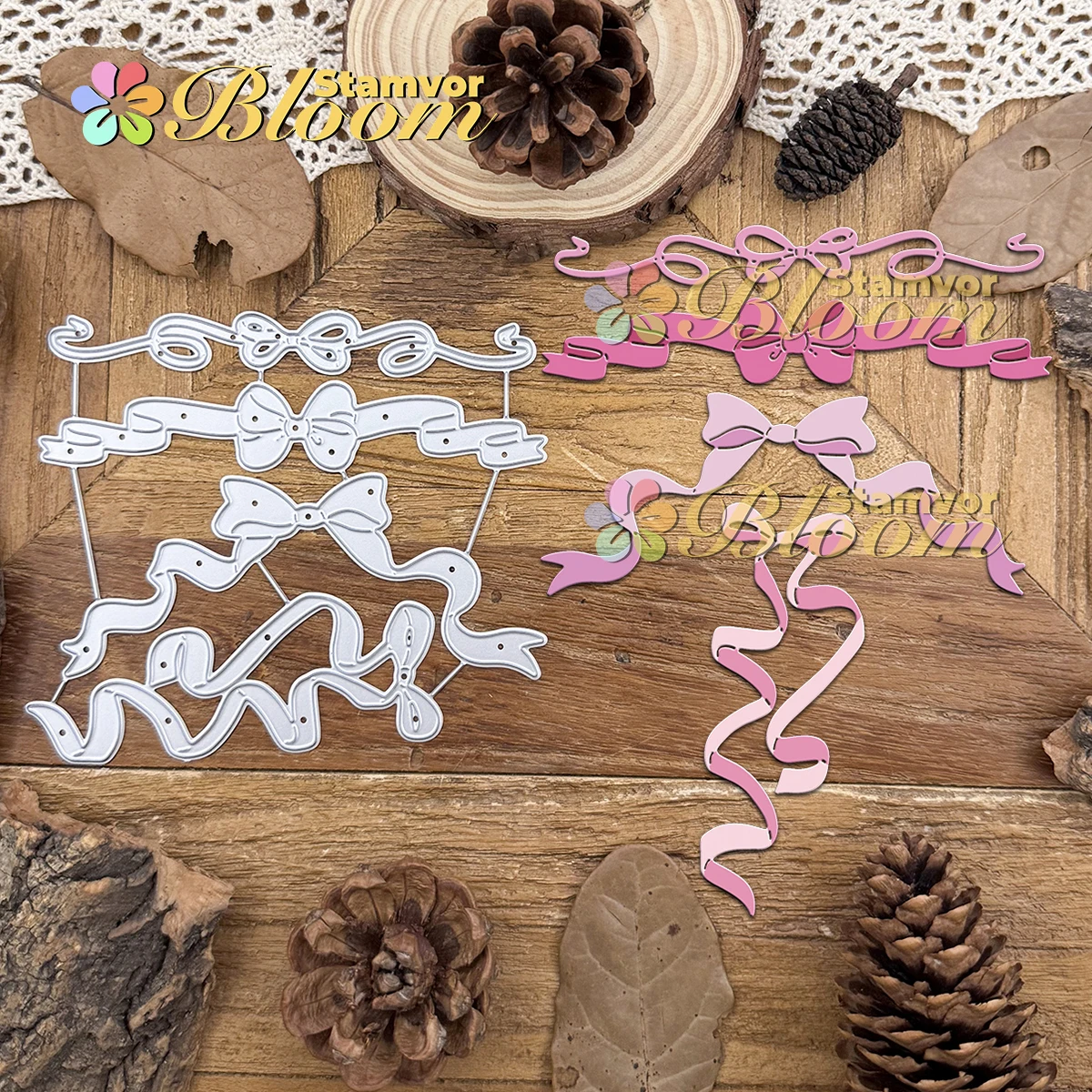 Original schöne Geschenkbänder, Schleifen, Metall-Stanzformen, Scrapbooking, dekorative Prägung