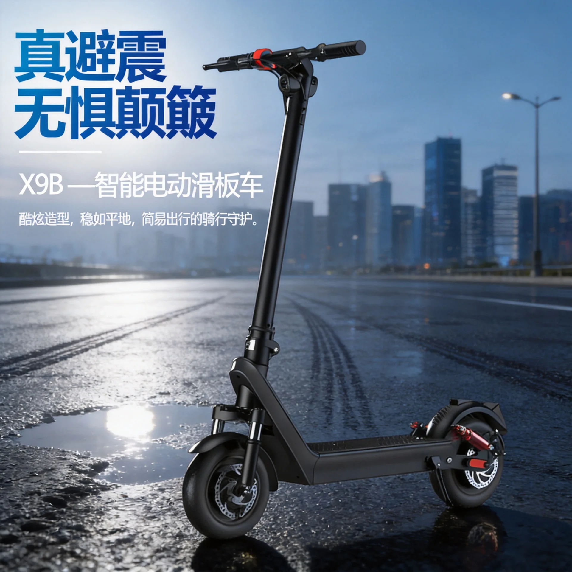 Shock-absorbing cross-border new HX Huanxi electric scooter X9B folding adult scooter long battery life
