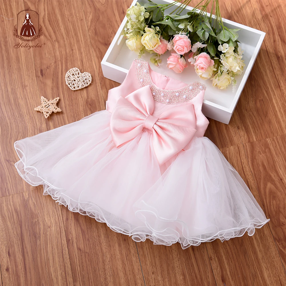 Yoliyolei Fairy Cuty Girls Dress Tulle Fluffy Children Gowns Flower Princess Vestidos Kids Birthday Party Baby Toddler Dresses