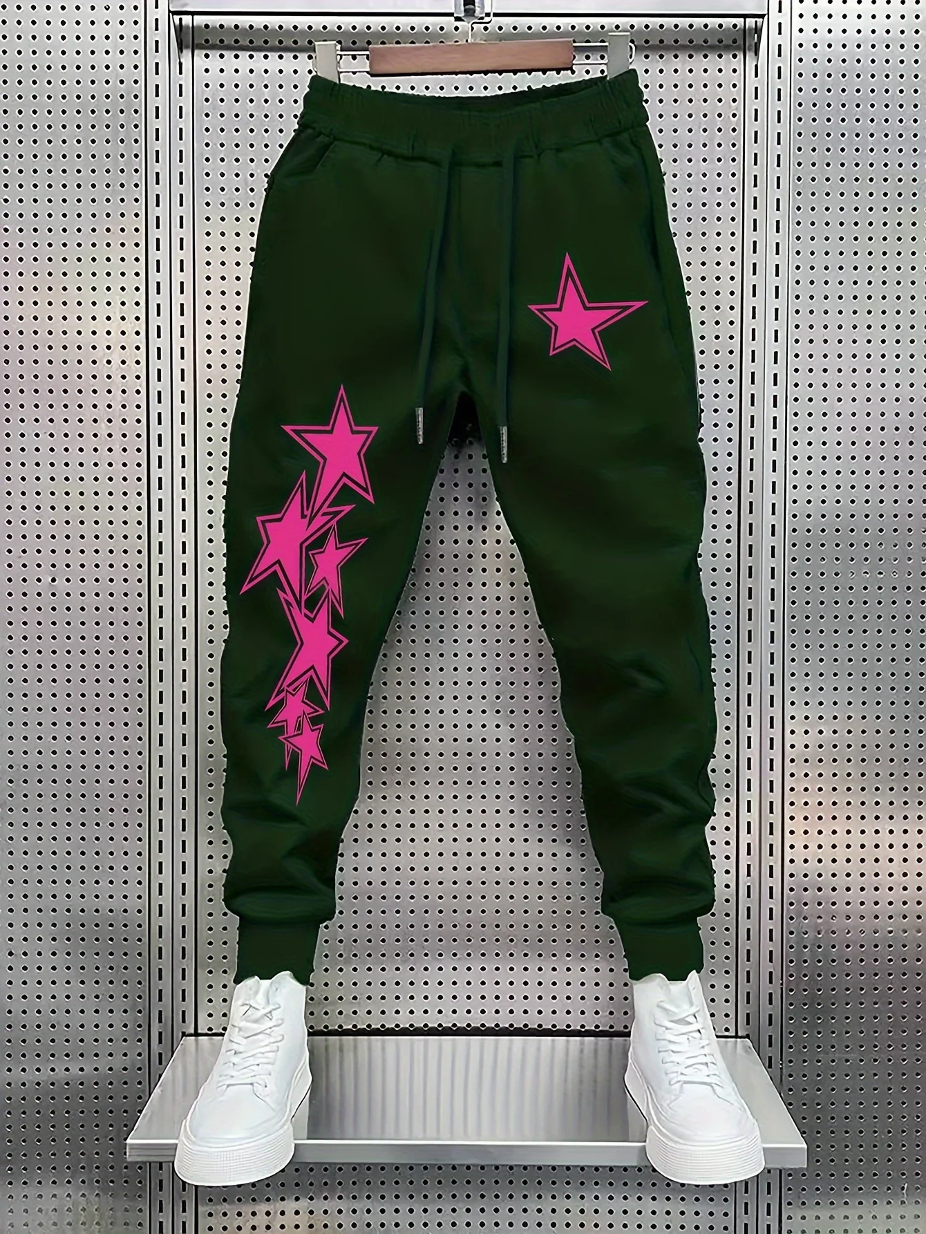 Y2K asymmetrical five‑point star graphic sweatpants for men hip hop sports casual street jogger trousers