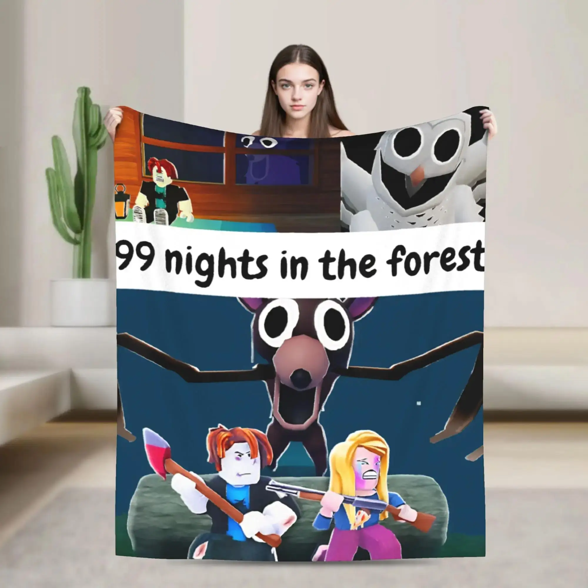

Soft Warm Flannel Throw Blanket with Nights in the Forest Game Design Decorative Bedspread for Couch Sofa or Bed