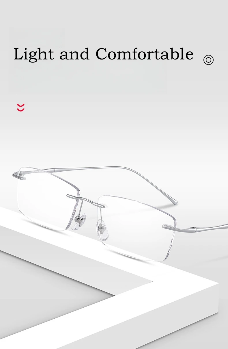 YIMARUILI Mode-Business Ultra-licht Reinem Titan Brillen Frauen Retro Quadrat Optische Verordnung Randlose Brille Rahmen Männer – Detail 3