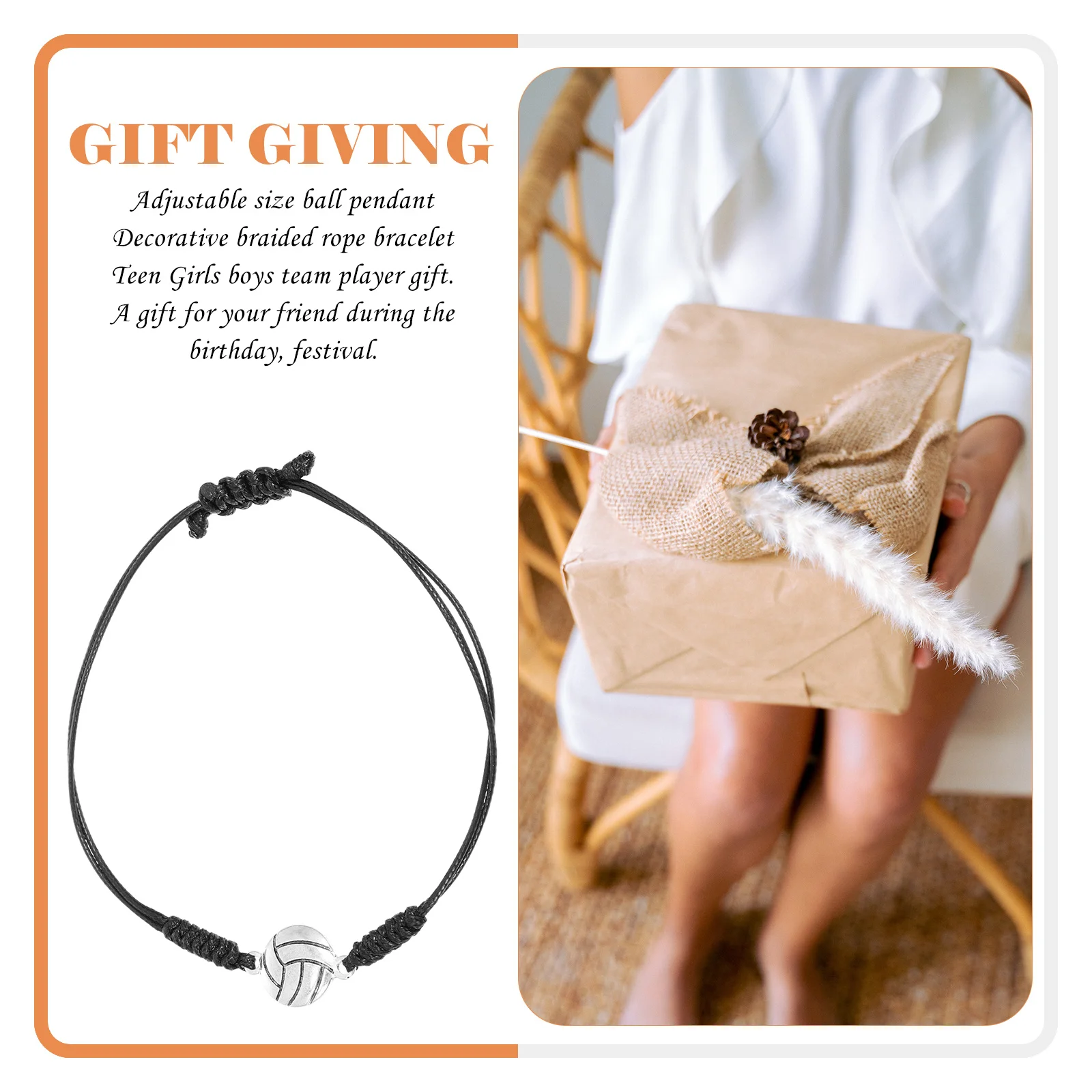 6 قطع من أساور مضفرة على شكل قلادة للكرة الطائرة، أساور معصم مرنة عصرية قابلة للتعديل للاعبين وفريق المدربين خفيفة الوزن #4