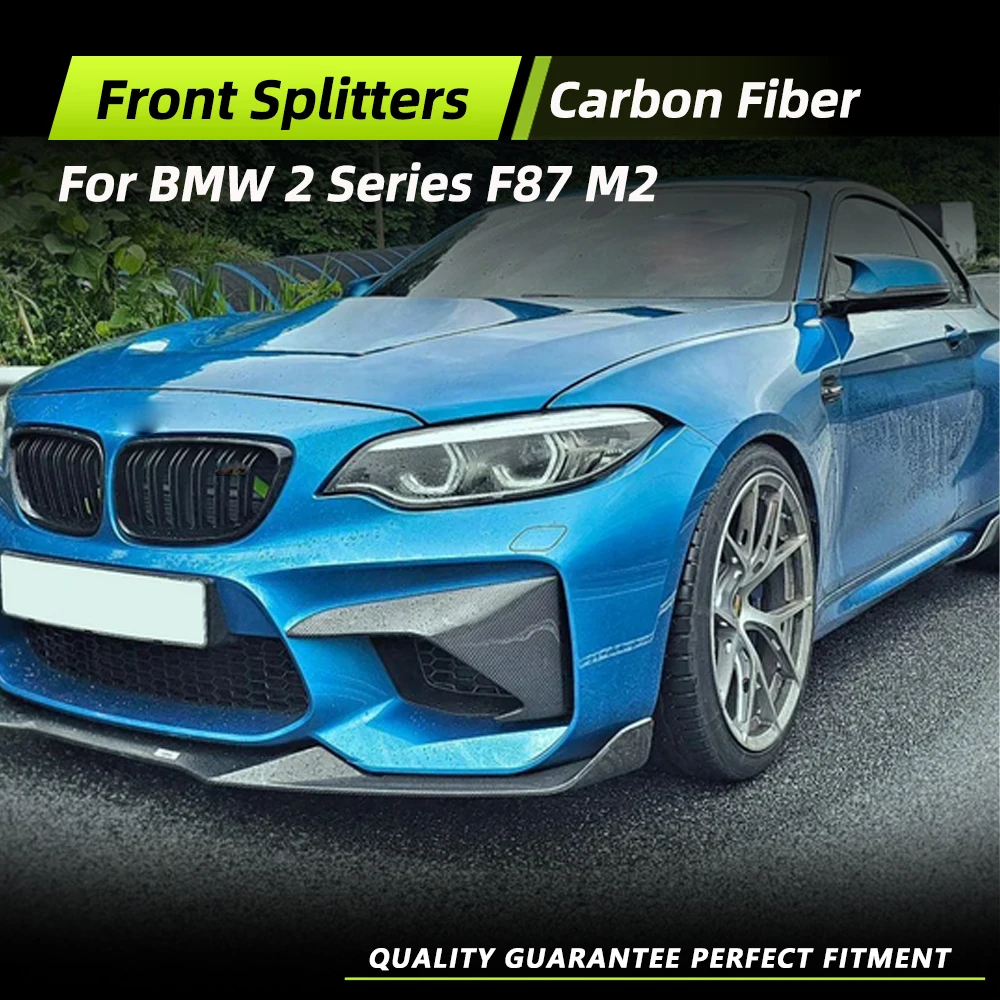 

For BMW F87 M2 2016 2017 2018 Dry Carbon Fiber Car Front Bumper Upper Splitters Lip Fog Lamp Cover Trim Canards Flaps NO M2C