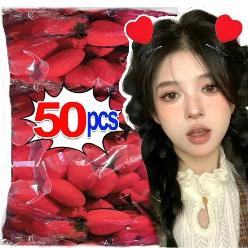

5-50 шт., заколки для волос с красным сердцем и 3D, женские плоские забавные катушки, весенняя мини-заколка в виде утконоса, детский аксессуар для волос на день Святого Валентина