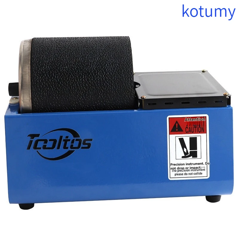 KOTUMY 110V/220V Mini Rotary Drum Polisher, Orange&Blue Jewelry Tumbler for Gold Silver Stone Grinding Cleaning