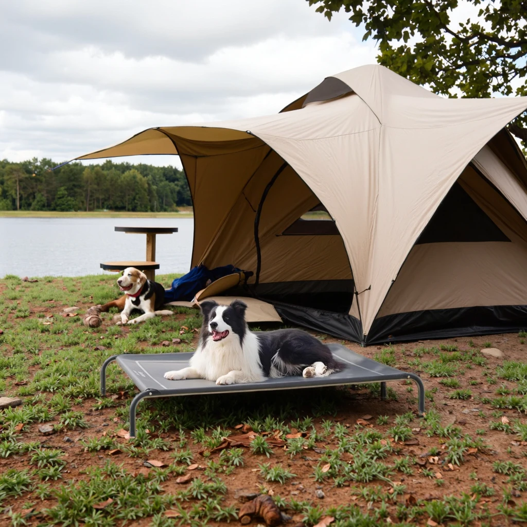 

Large Removable Dog Cot Fashionable Solid Metal Design Portable Indoor Outdoor Pet Hammock Breathable Mesh Bed Skid-Resistant