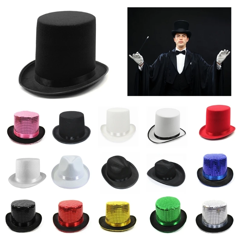 Pork Pie Hat Sequin Top Hat Jazz Fedora hat Magician Top Hat Bowler Top Hat  Hat Magician Performed Hat Dropshipping