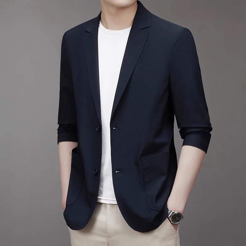 

Summer Thin Ice Silk Men's Suit Lightweight Non-iron Loose Fit Comfortable Elastic Lightweight Single-breasted Jaet