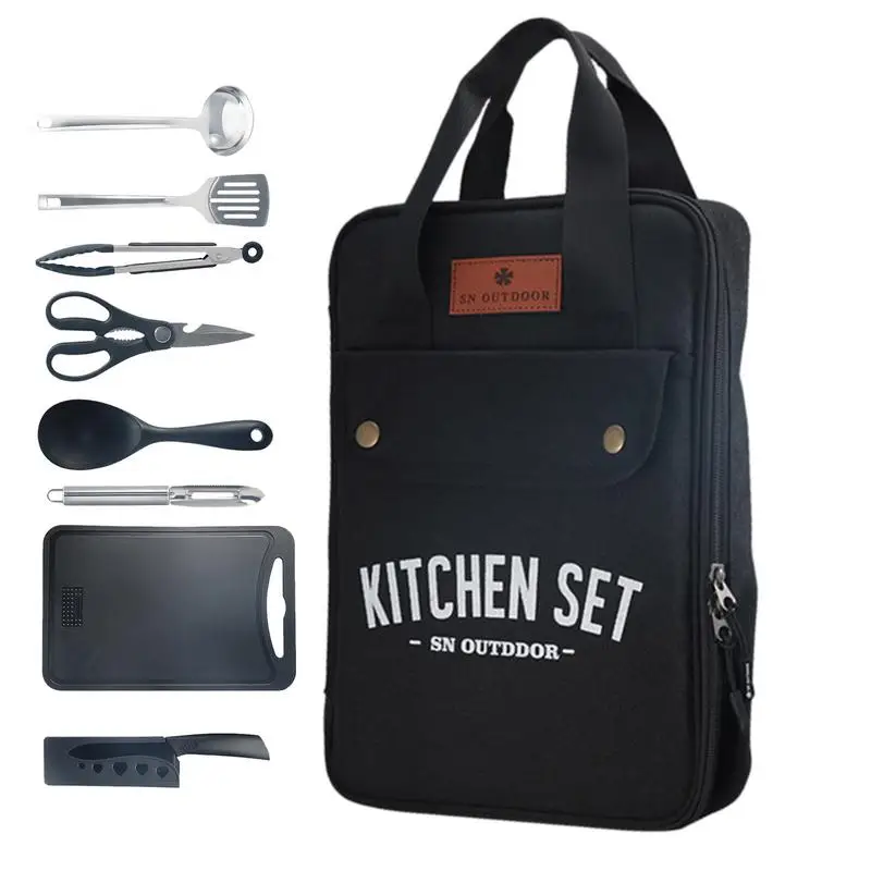 Camp Kitchen Set Camping Cookware Kit With Storage Bag Kitchen Utensil Set Utensil Organizer Travel Set Camping Tool With Fork