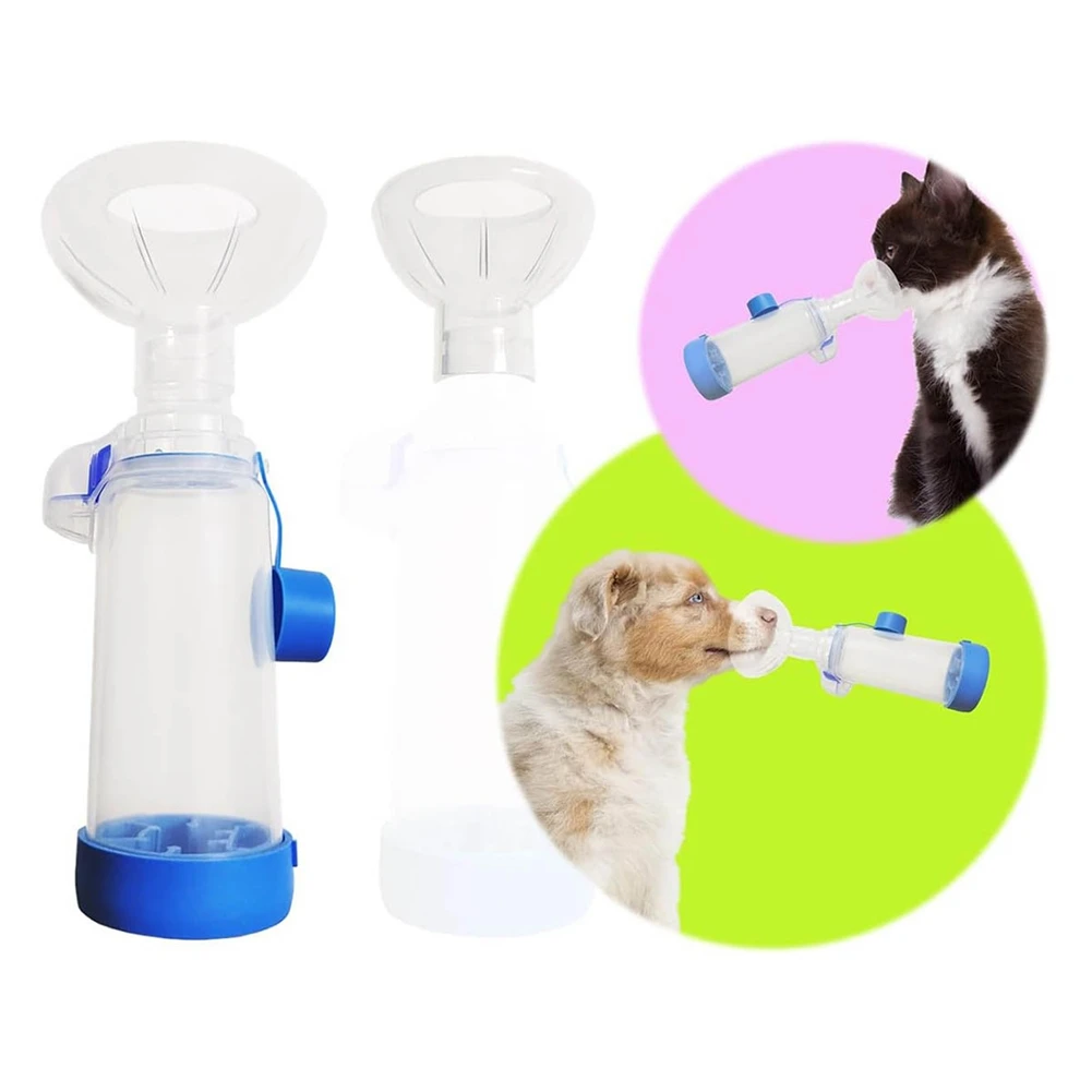 

Inhaler Spacer with 2 Masks for Pets Cat and Small Dog Inhaler Spacer for MDI,with Round Shape Silicone Mask, Aerosol