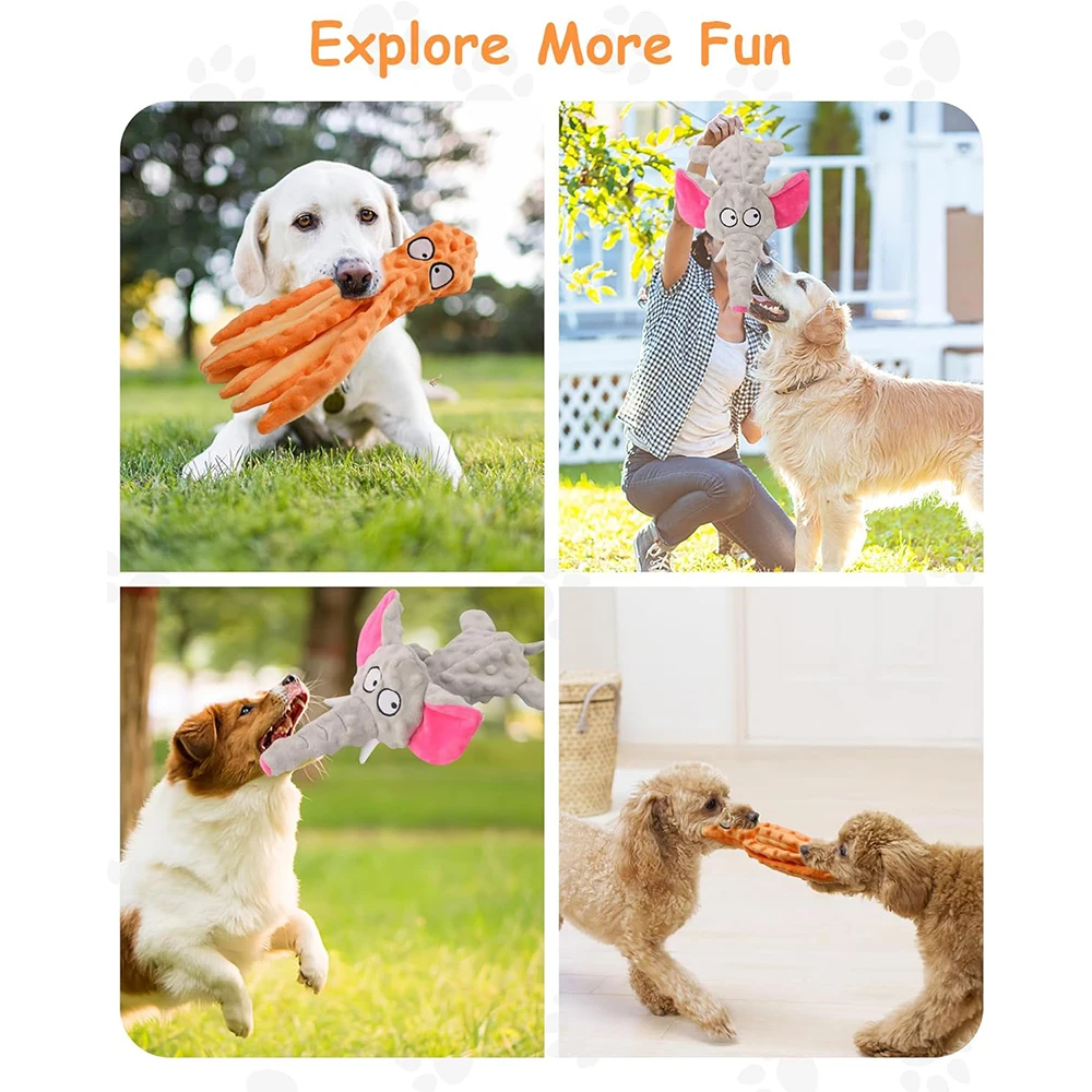 Cartoon Animals Dog Chew Toys Plush Resistance To Bite Squeaky Sound Pet Toys for Small Large Dogs for Cleaning Teeth Supplies