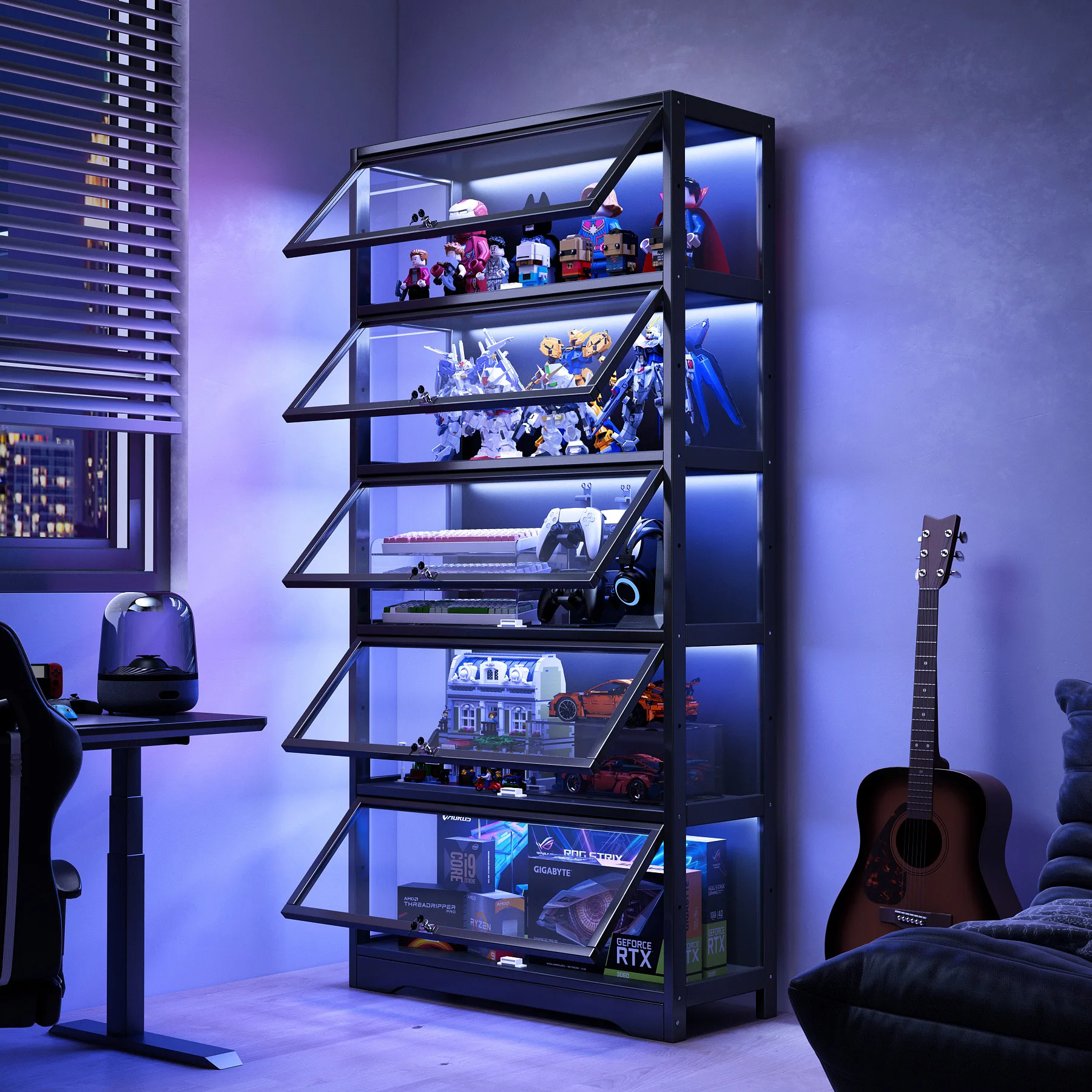 #Display cabinet with light, transparent acrylic model cabinet outside the home e-sports room, multi-layer display shelf